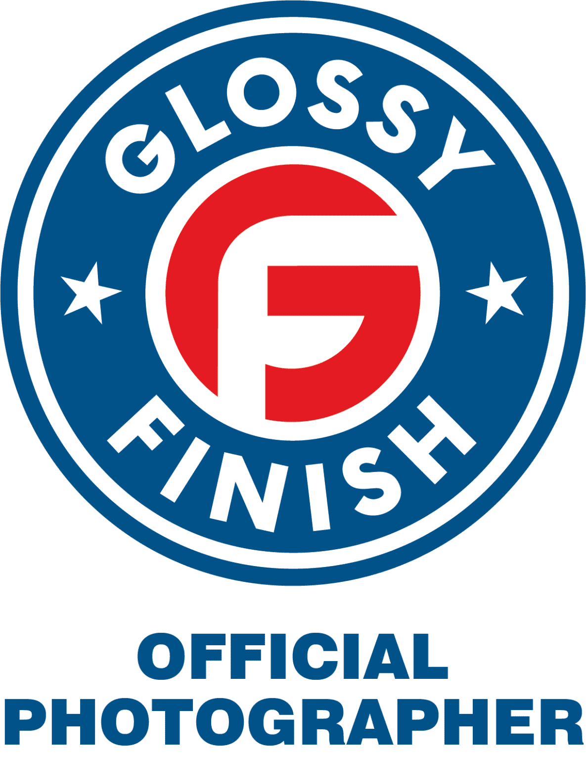 Glossy Finish official logo with red, white, and blue colors.