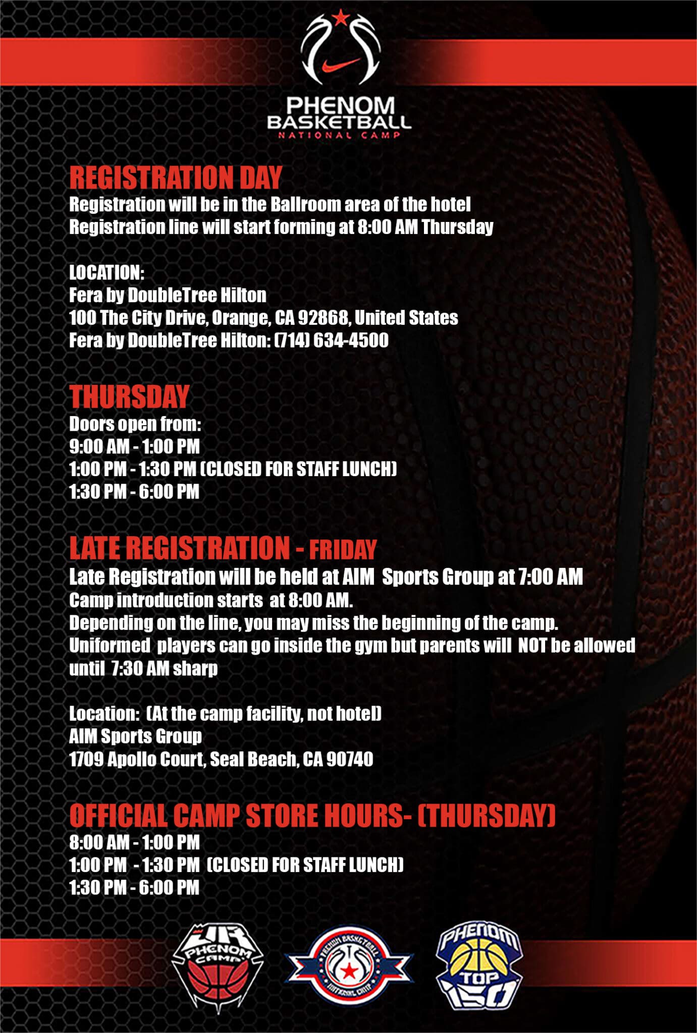 Event flyer detailing schedule, registration, and venue info for a gaming convention.