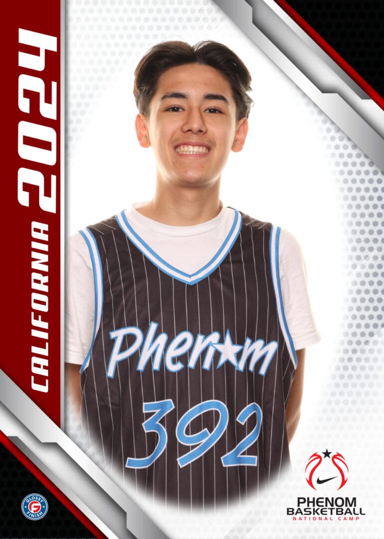 Here's an alt tag for the image: Basketball player, Phenom Camp, 392, California 2024