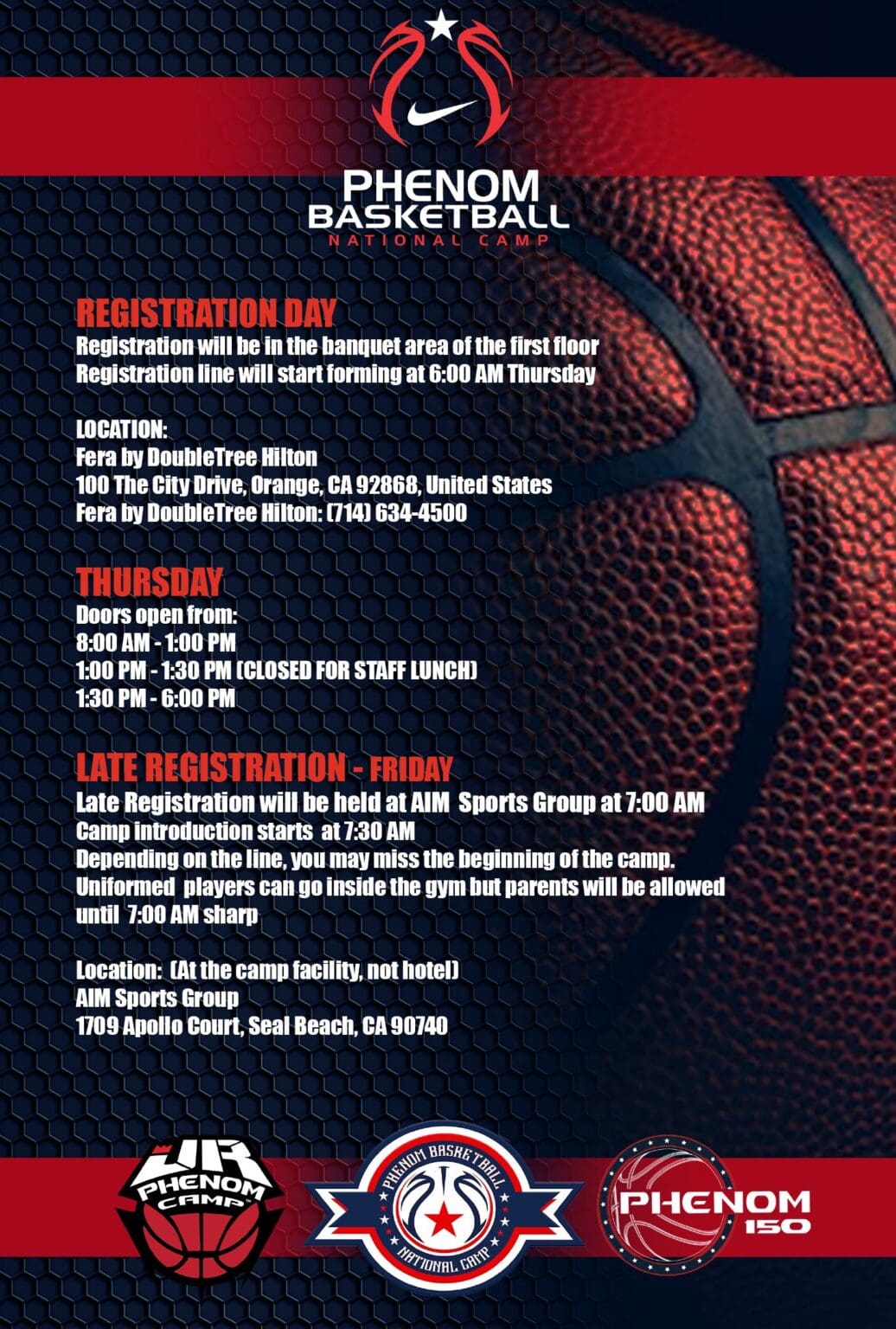 Basketball game rules and registration details.