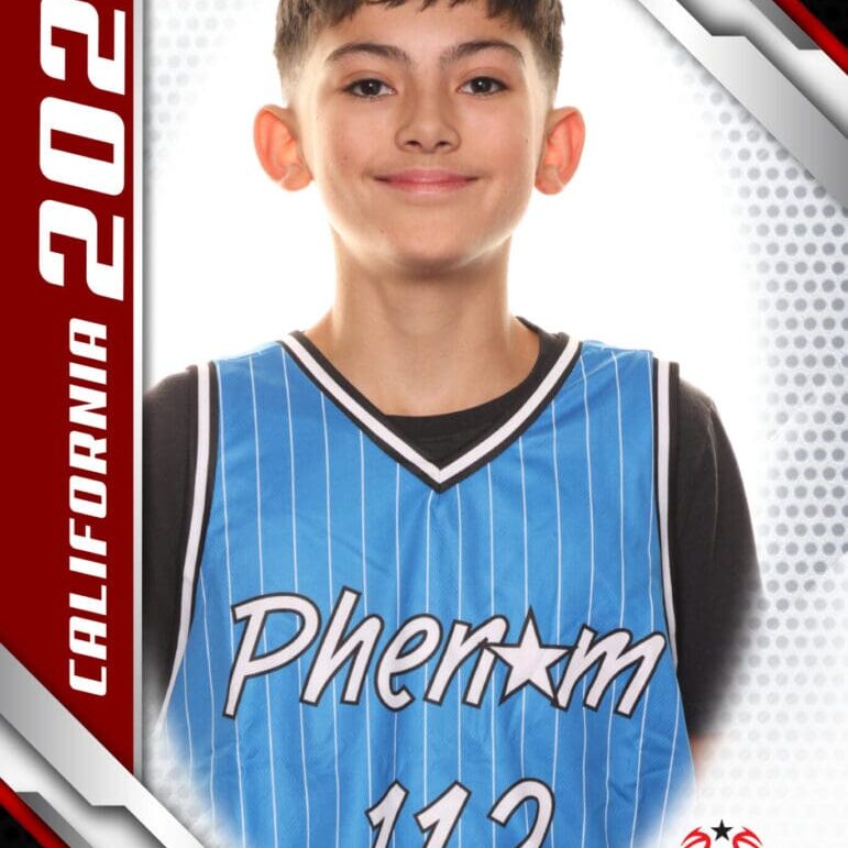 Here's an alt tag for the image: Basketball player, Phenom Camp, 2024.