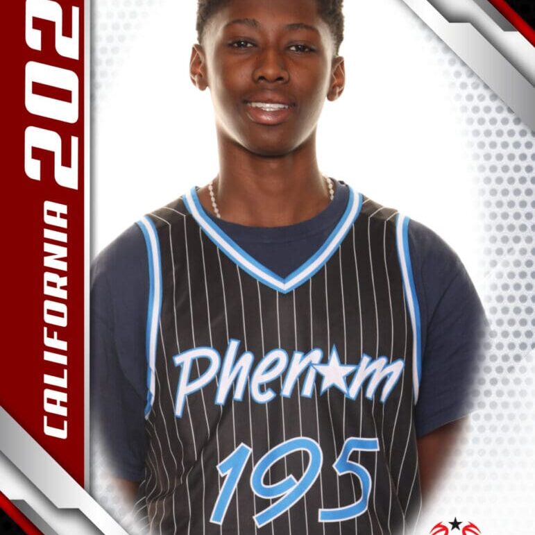 Basketball player in a Phenom 195 California 2023 jersey.