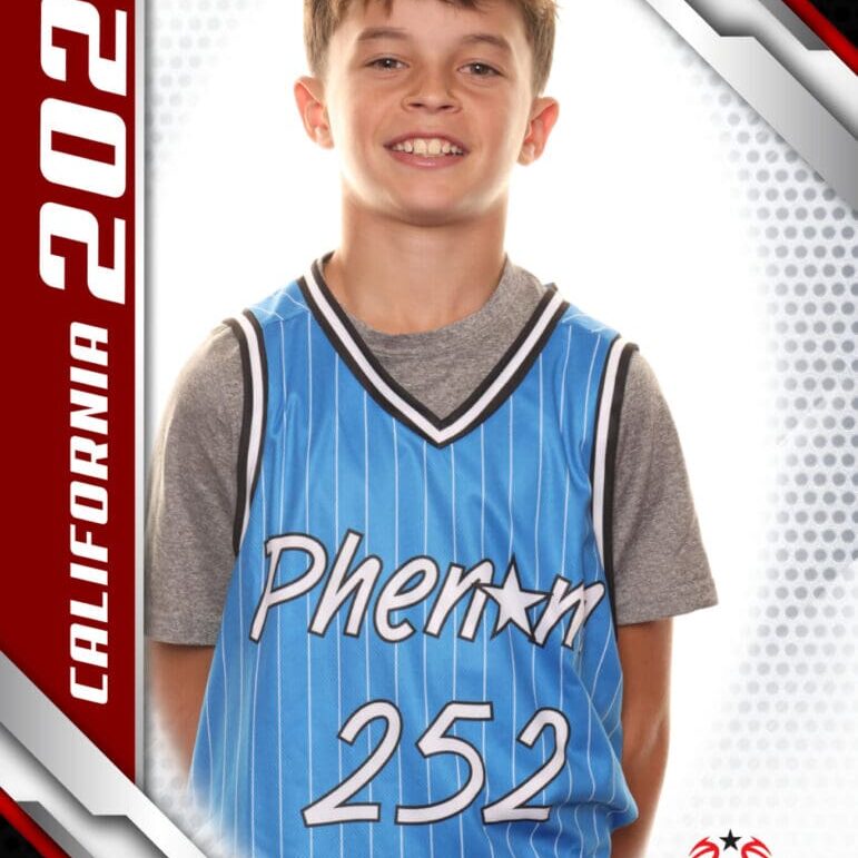 Young athlete wearing a blue Pherox 252 sports jersey.