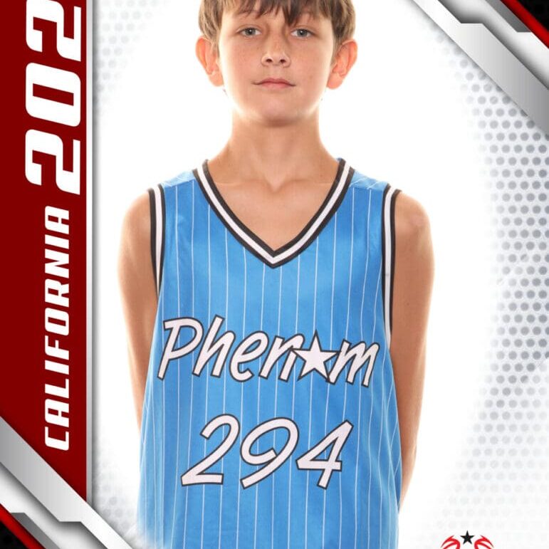 Young basketball player in blue Phoenix jersey with number 294.