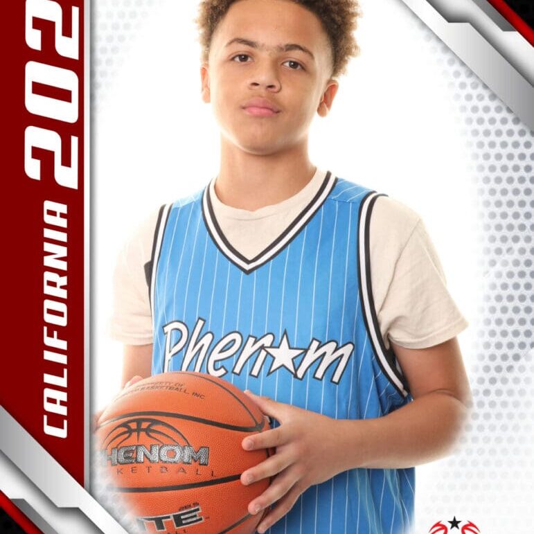 Here's an alt tag for the image: Young basketball player, California 2024.