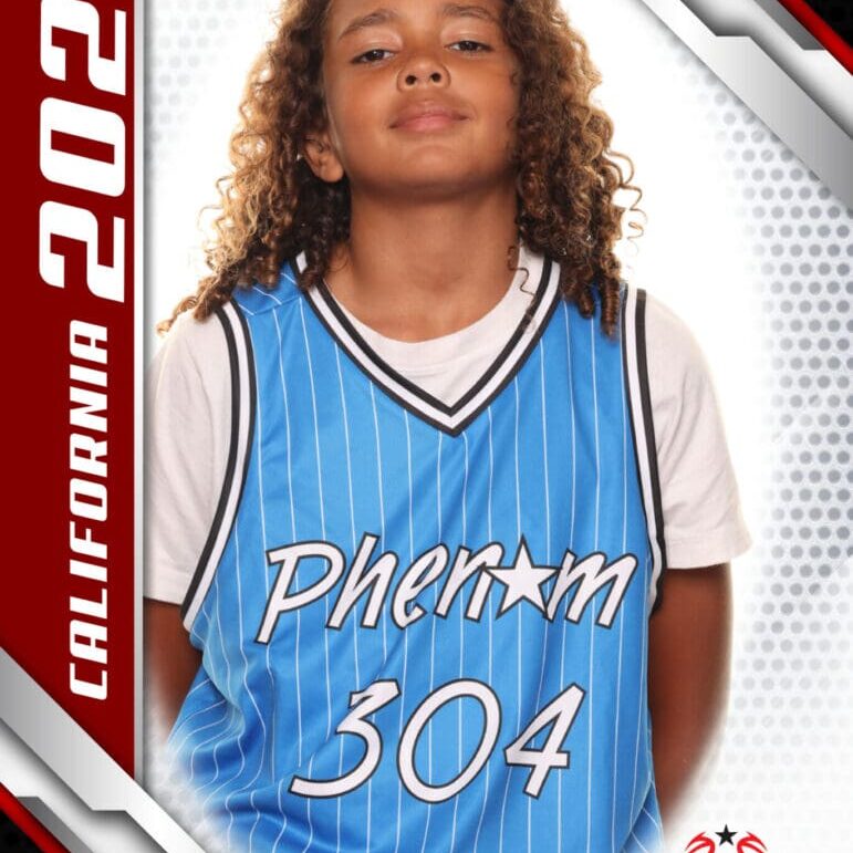 Young basketball player in a blue Phoenix 304 jersey.