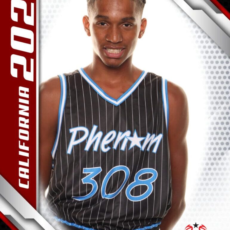 Here's an alt tag for the image: Basketball player, Phenom Camp, 2024.