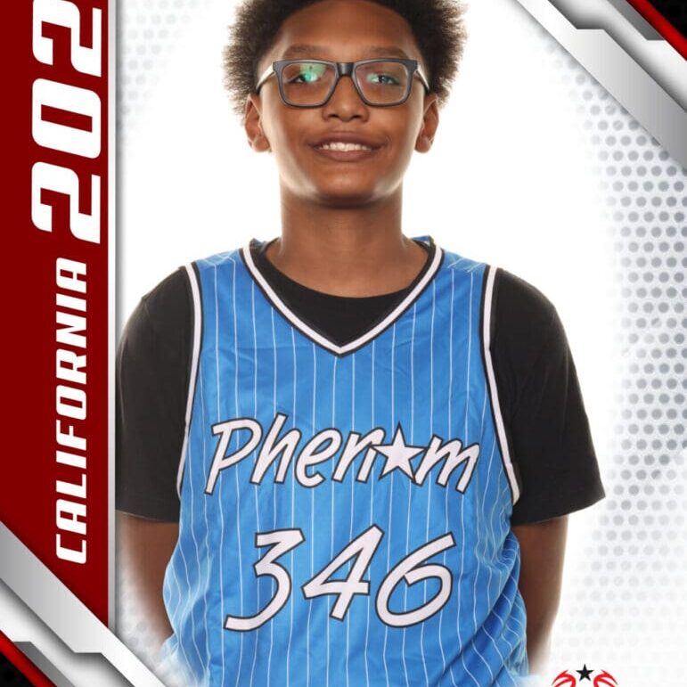 Here's an alt tag for the image: Basketball player, Phenom Camp, 346, California 2024.